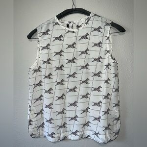 Equipment Femme 100% Silk Sleeveless Popover Blouse Zebras size L